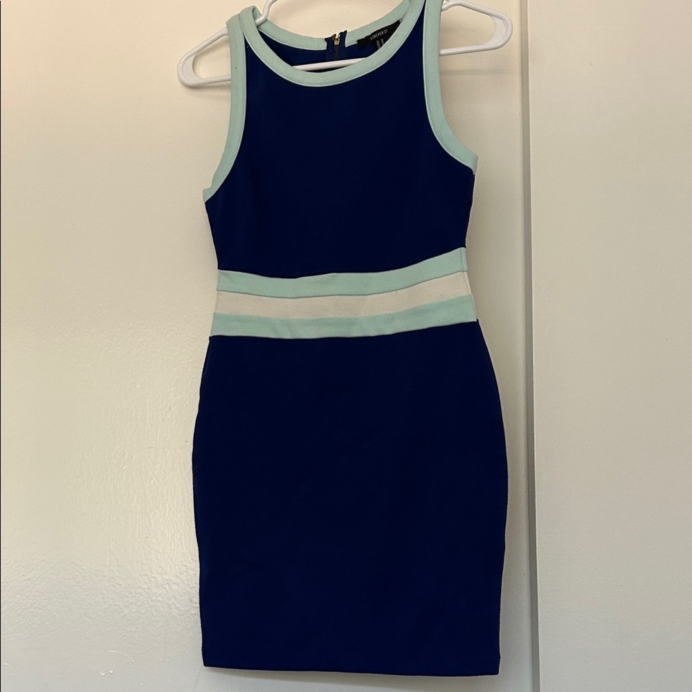 Navy and Light Blue Sleeveless Dress